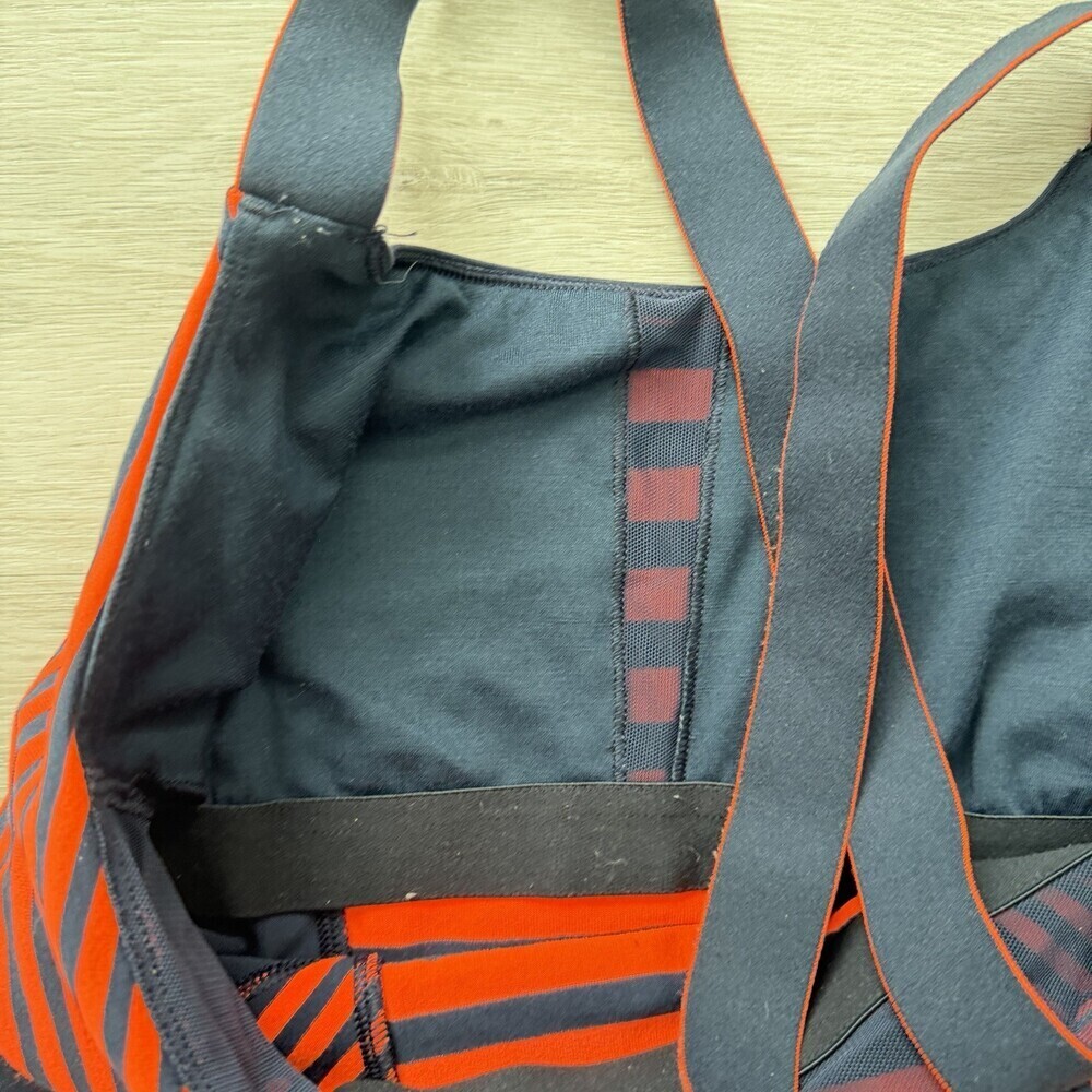 Lululemon Striped Tank Top Orange Navy Blue Strappy Back Built-in Bra Size 2/4 - Picture 8 of 8